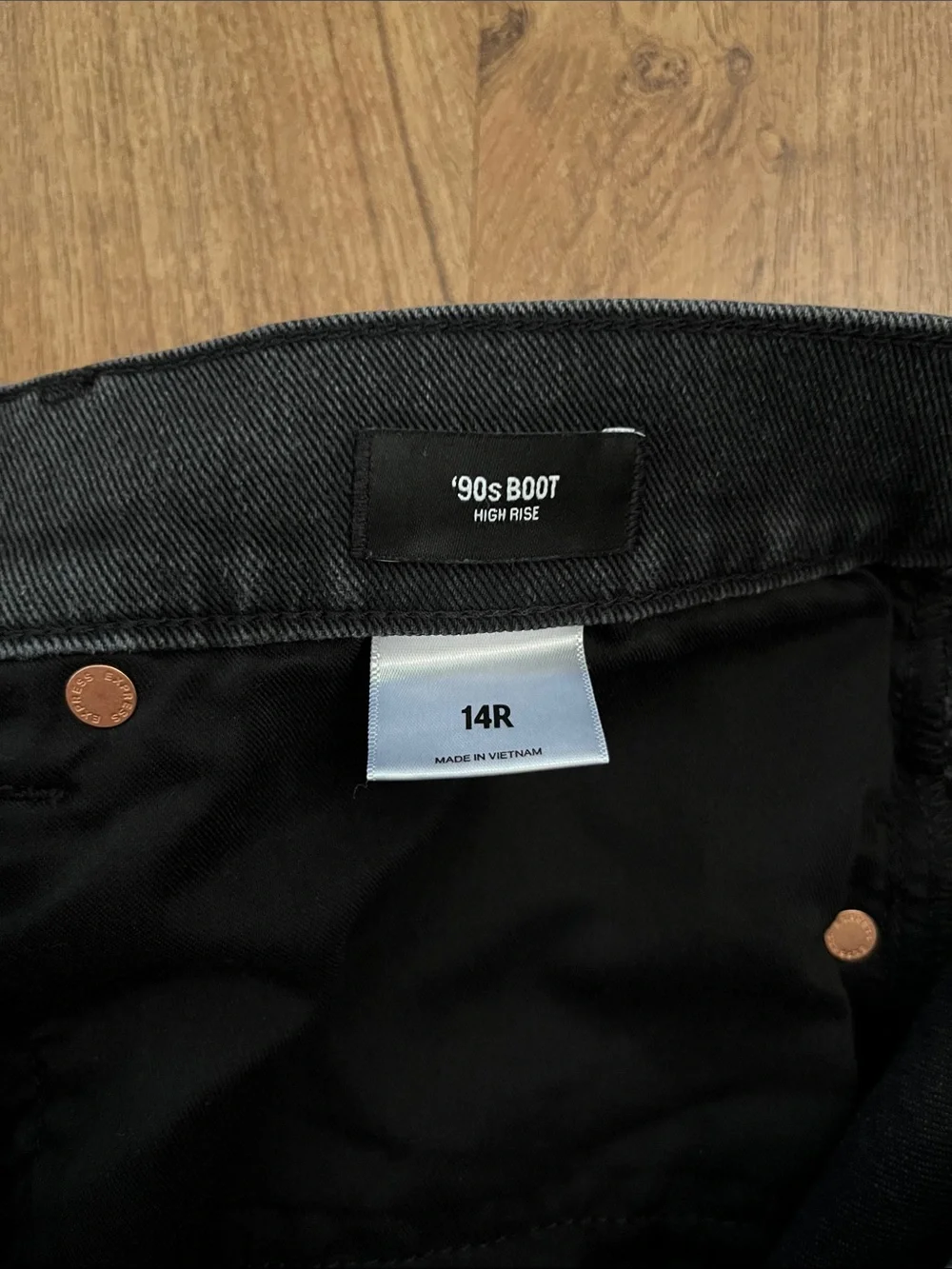 Express High Waisted Black Ripped 90s Bootcut Jeans